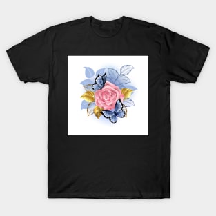 Pink Roses with Butterflies T-Shirt